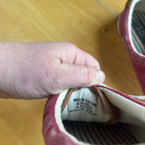 Sperry mens red flat slip on lace up boat shoes sneakers size 10.5 - Picture 3 of 7